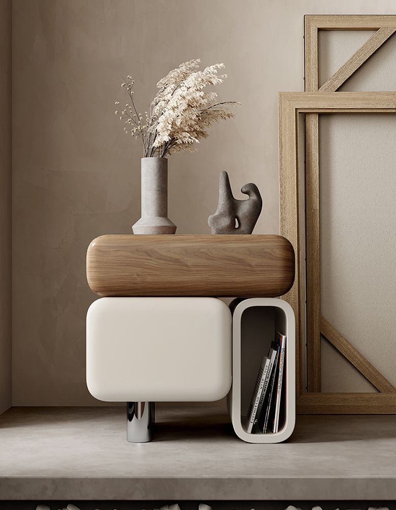 Violeta Modern Bedside Table, Solid Wood