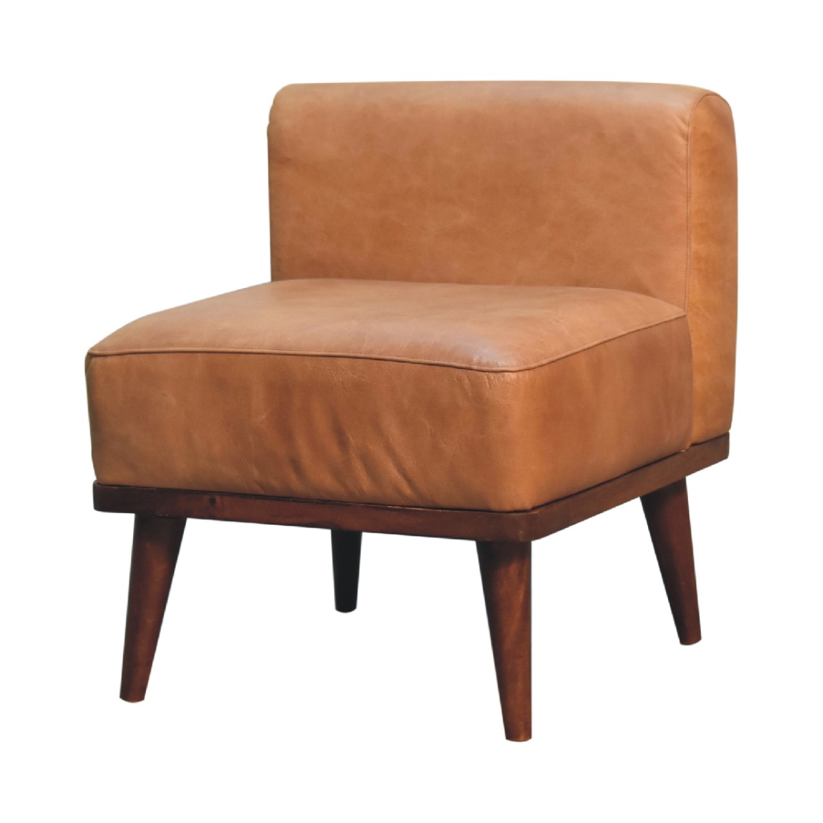 Artisan Furniture Solid Mango Wood Tan Buffalo Backrest Footstool