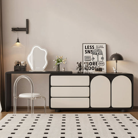 Fannie Dressing Table With Sideboard, Black & Cream