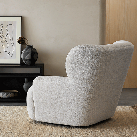Carmen Armchair With Footstool, White Boucle