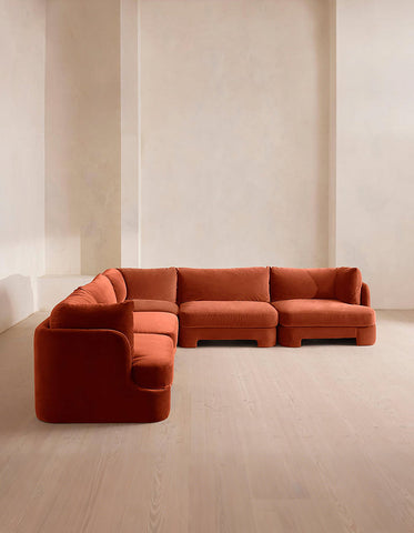 Laird L Shape Four Seater Sofa, Modular Corner Sofa, Velvet