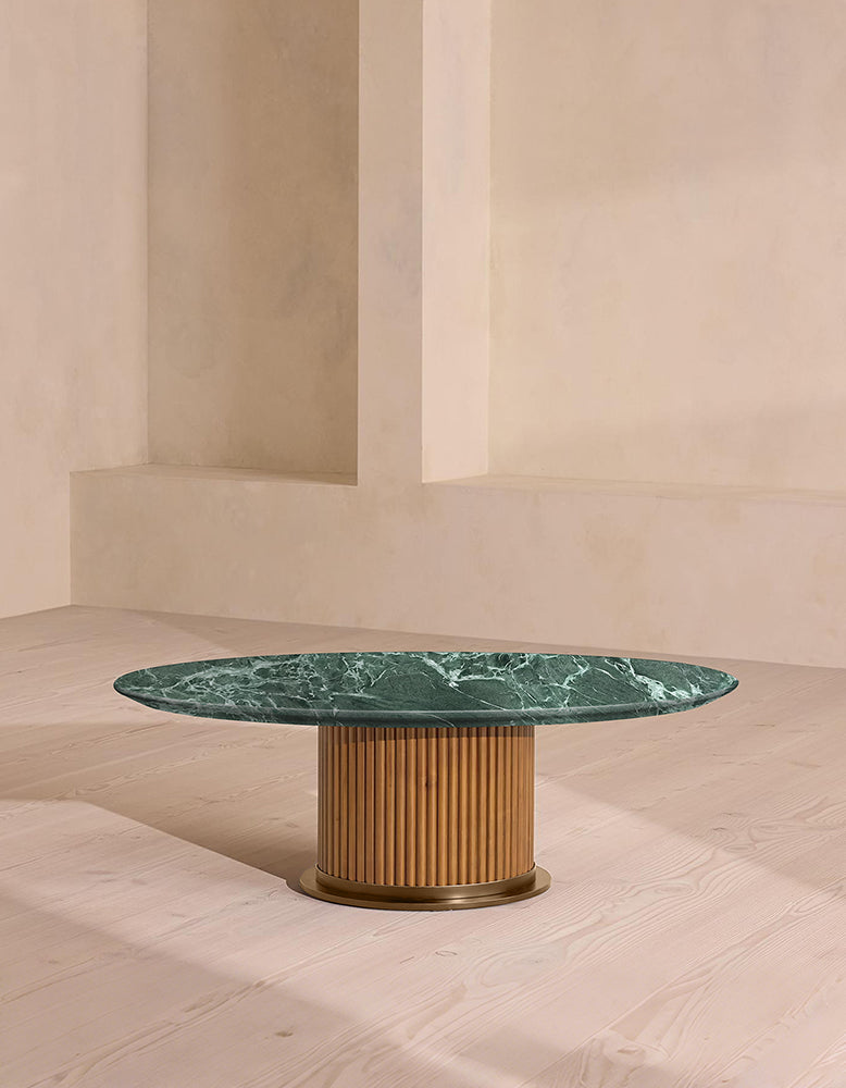 Murcell Oval Accent Coffee Table, Brazilian Green Marble