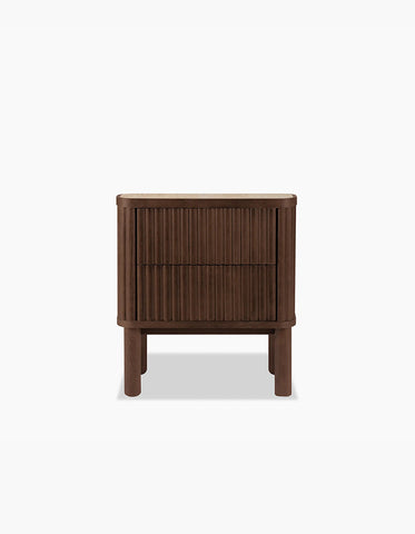 Tannenbaum 2 Drawer Bedside Table, Wood, With Sintered Stone Top