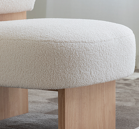 Evander Boucle Armchair with Wooden Frame