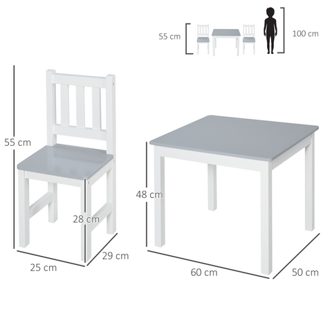 Kids Table and 2 Chairs Set 3 Pieces Toddler Multi-usage Desk Indoor HOMCOM