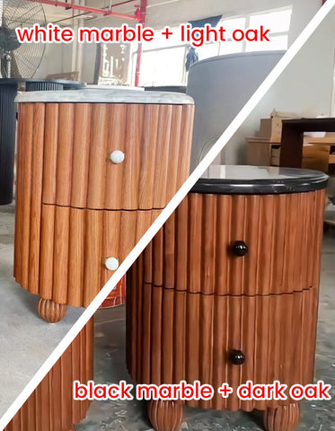 Ava Luxe Round Bedside Table, Marble