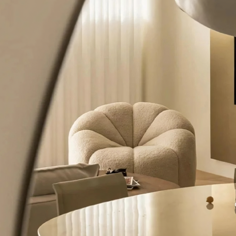 Grace Pumpkin Armchair, White Boucle