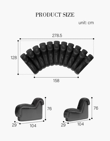 Robinson Four Seater, Five Seater Sofa, Piano Key Curved Sofa