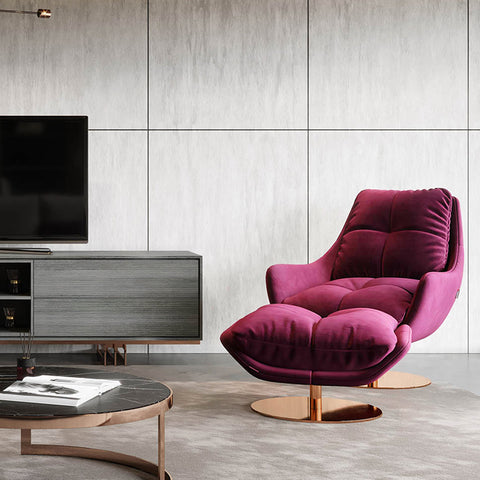 Bonnet Swivel Lounge Chair With Ottoman