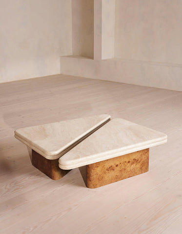 Forster Triangle Coffee Table, Travertine