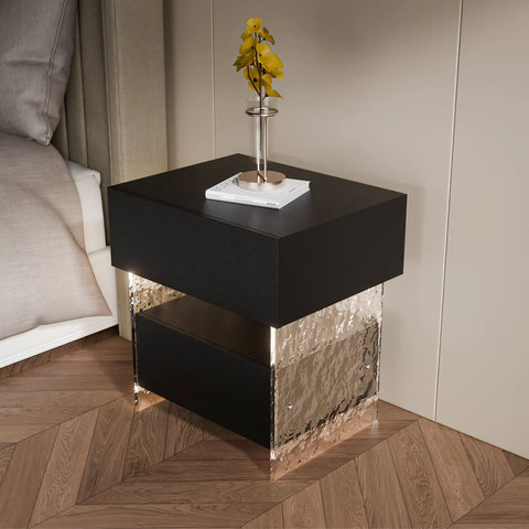 Ibarra Bedside Table With Storage & Light Strip