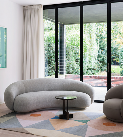 Marius Cashew Sofa, Three Seater Curved Sofa