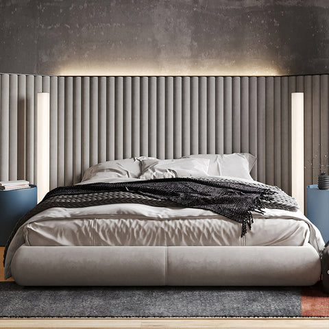 Soren King Size Bed, Super King Size, No Storage, Grey