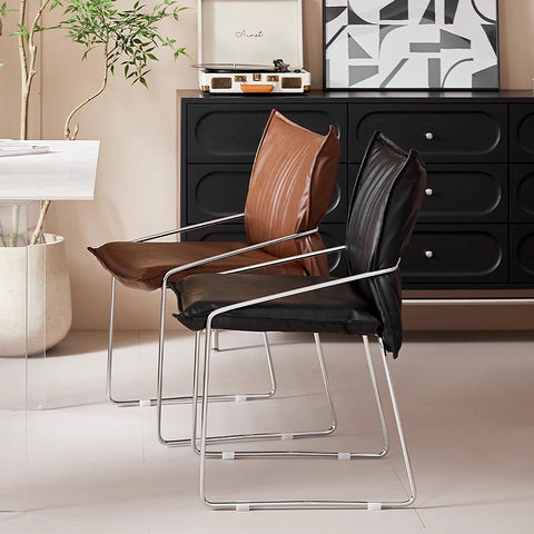 Egan Dining Chair With Armrests, Leather