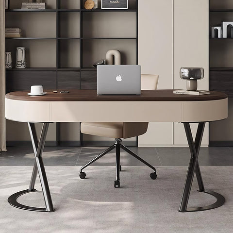 Saanvi Modern Office Desk For Home, Curved Office Desk