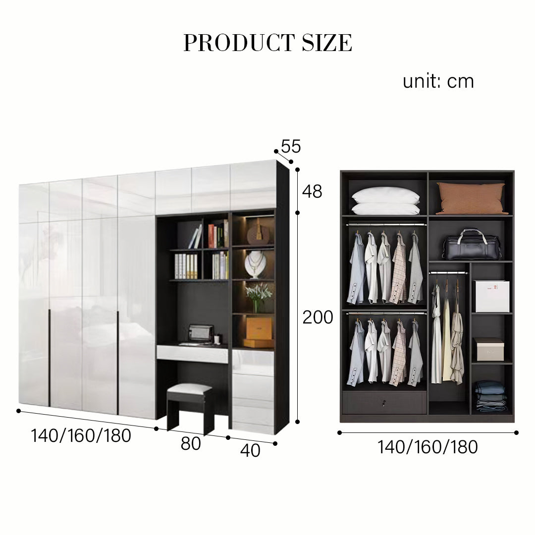 Bianchi Corner Wardrobe, L Shape Wardrobe With Dressing Table
