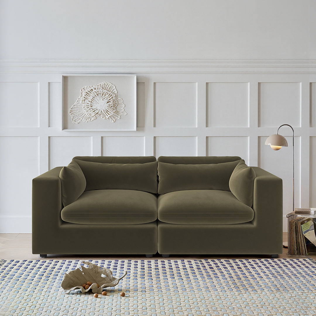 Cantu Loveseat Sofa, Two Seater Sofa, Velvet