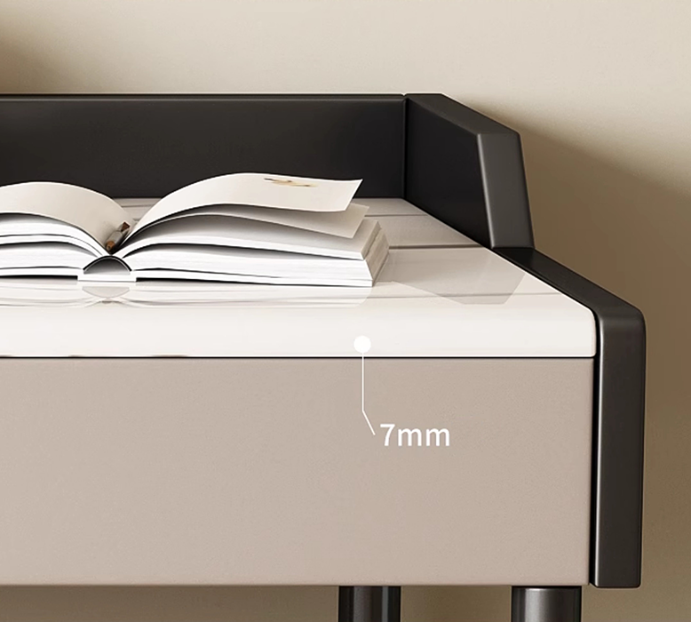 Zuriel Office Desk, White Sintered Stone