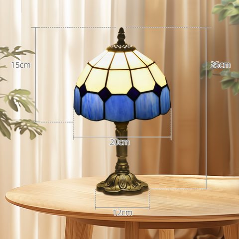 HOMCOM Antique Table Lamp, for Bedroom Bedside, Bulb not Included, Blue