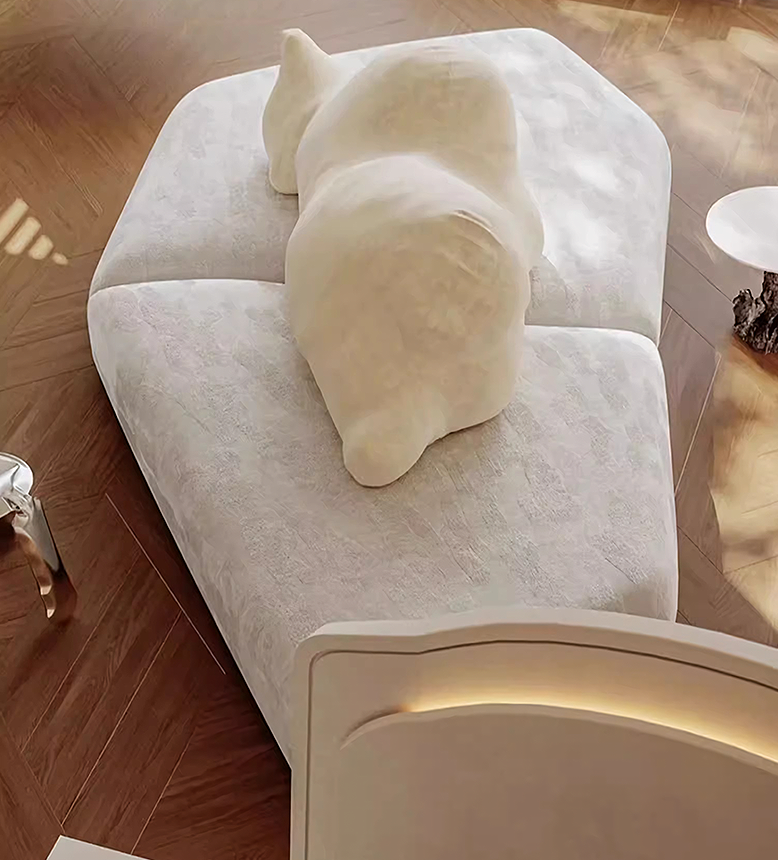 White Bear Cozy Sofa, Four Seater Sofa, Corduroy