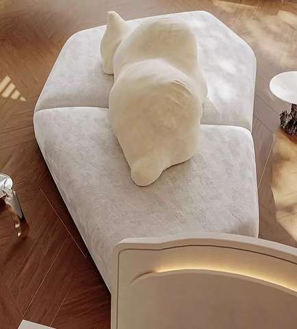 White Bear Cozy Sofa, Four Seater Sofa, Corduroy