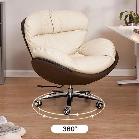 Calder Swivel Office Chair With Wheels, Leathaire