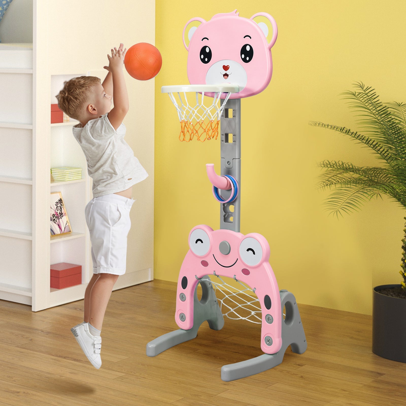 3 IN 1 Kids Basketball Hoop and Stand Set-Green