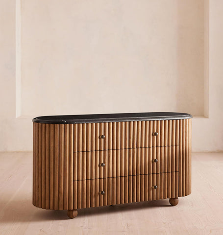 Ava Marble Hallway Sideboard, Solid Wood