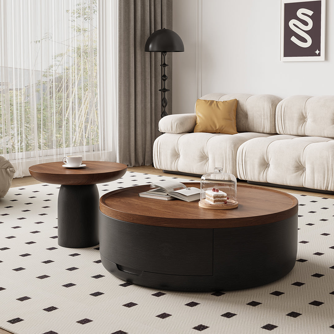 D'Angelo Round Coffee Table Set With Storage