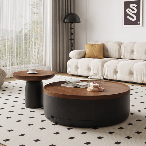 D'Angelo Round Coffee Table Set With Storage