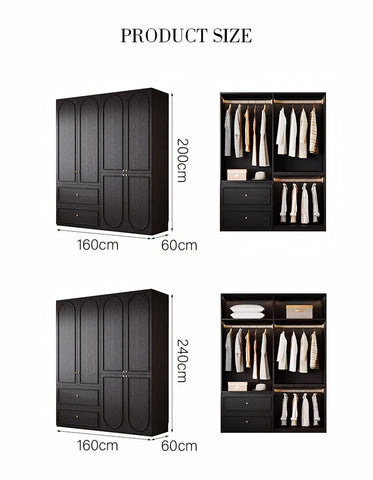Novak Large Wardrobe, 2 Door Wardrobe, More Sizes, Black