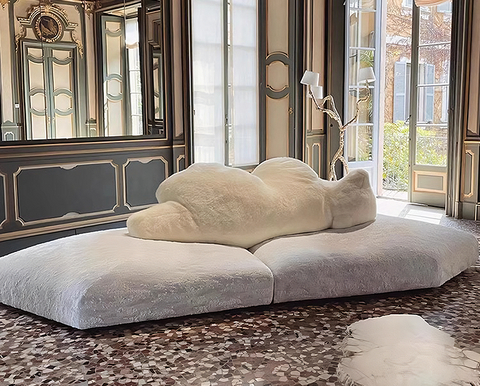 White Bear Cozy Sofa, Four Seater Sofa, Corduroy