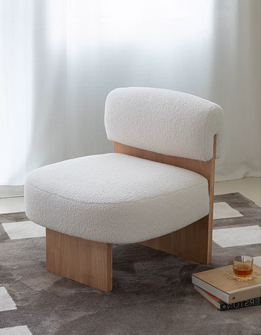 Evander Boucle Armchair with Wooden Frame