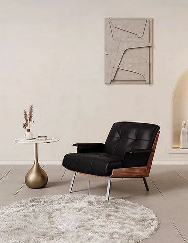 Vasilev Armchair, Leather Lounge Chair, W/O Armrests