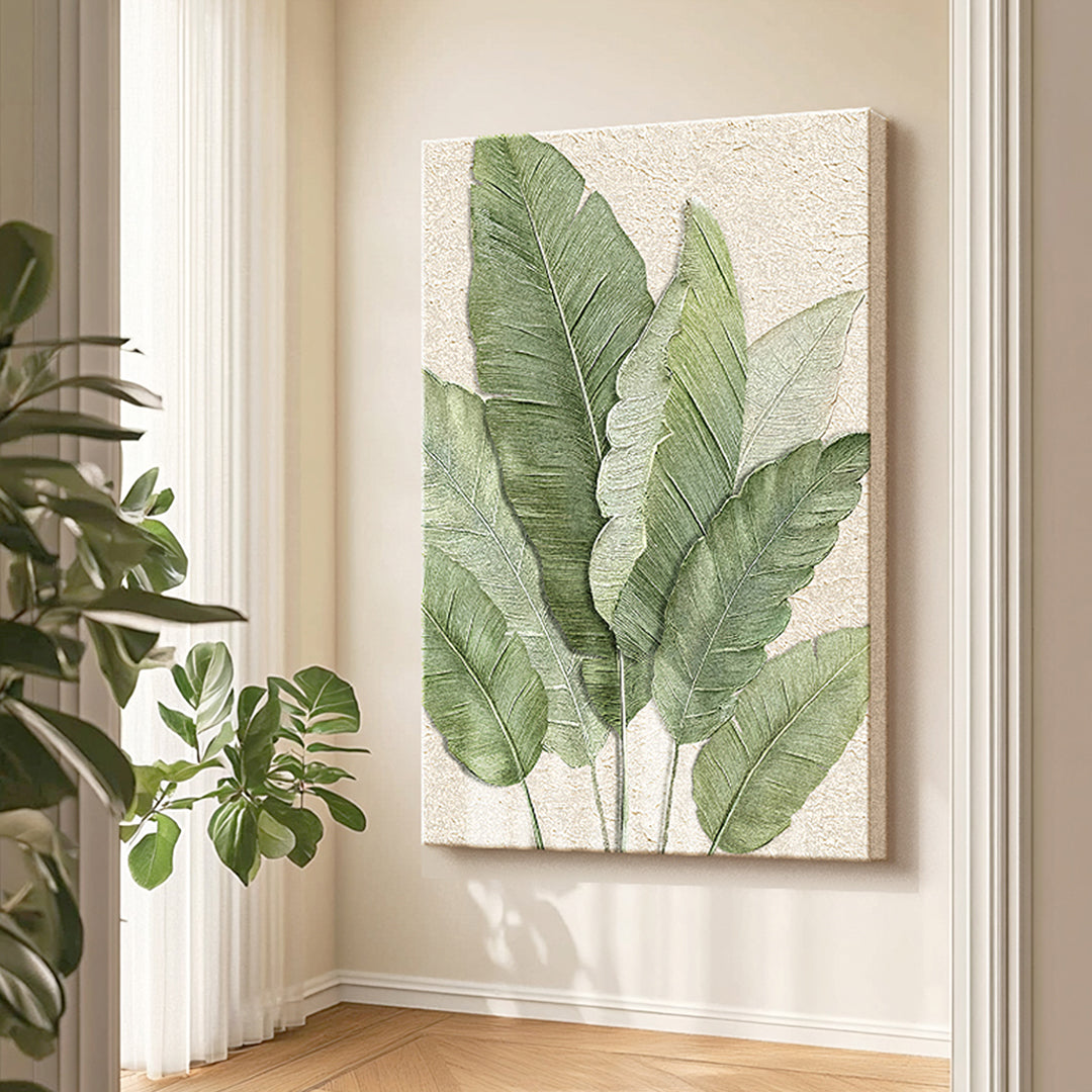 Green Leaves Framed Wall Art Print Multiple Size