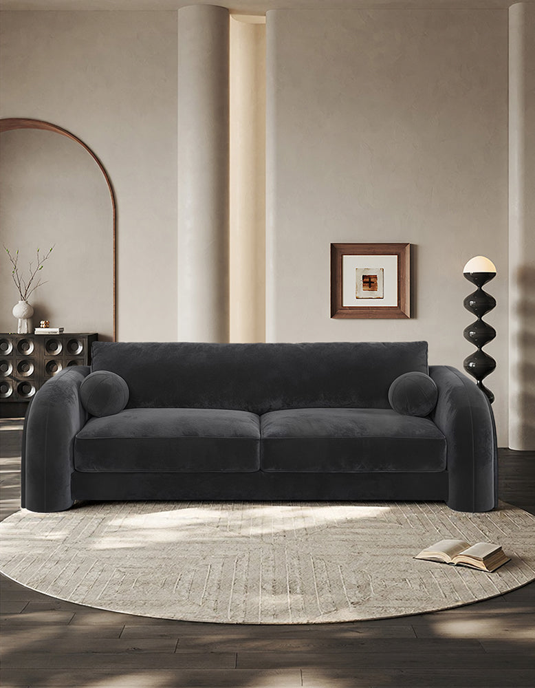 Voss Curved Two Seater Sofa, Velvet