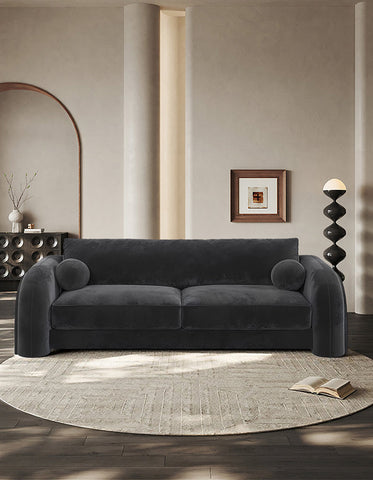 Voss Curved Two Seater Sofa, Velvet