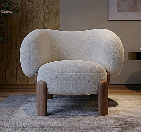 Thelonious Boucle Armchair, White Armchair