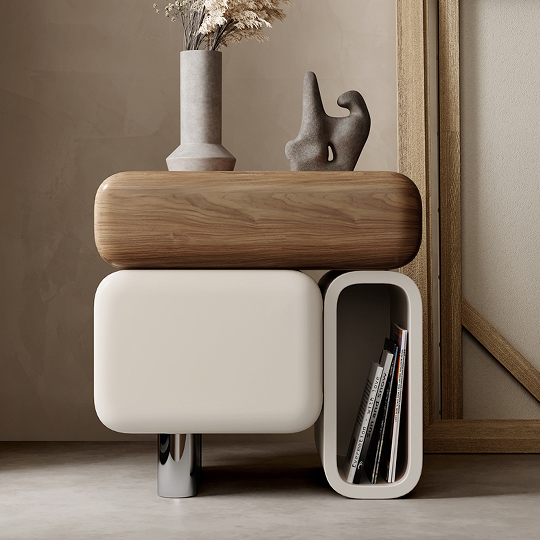 Violeta Modern Bedside Table, Solid Wood
