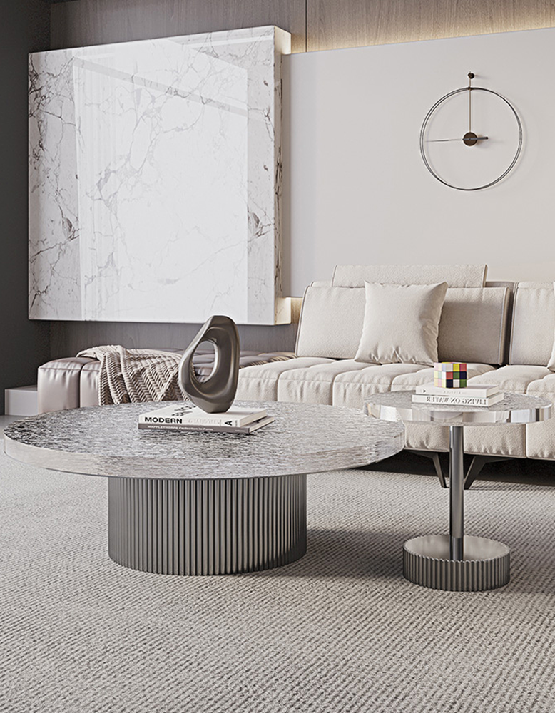 Eirik Coffee Table & Side Table, Marble & Acrylic