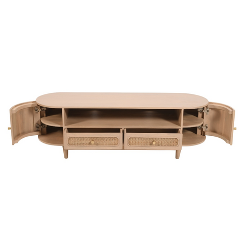 Valencia Cane & Mango Wood 2 Drawers And 2 Door Tv Cabinet