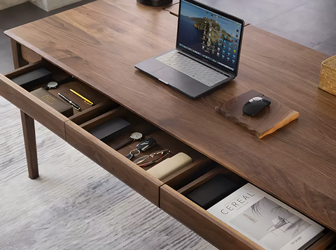 Boucher Office Desk With Storage, Walnut