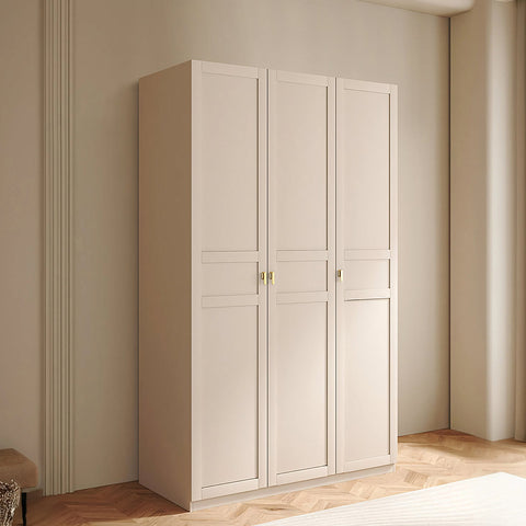 Leclerc Tall Wooden Wardrobe, Cream