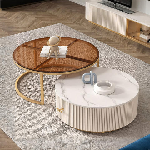 Elowen Coffee Table Set, Glass & Sintered Stone