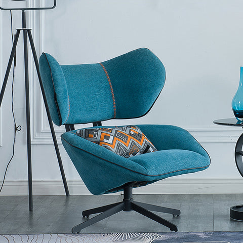 Gallo Swivel Lounge Chair With Footstool, Blue