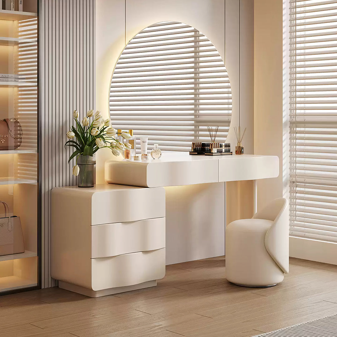 Turner Dressing Table With Large LED Mirror, Cream