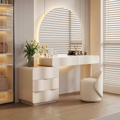 Turner Dressing Table With Large LED Mirror, Cream