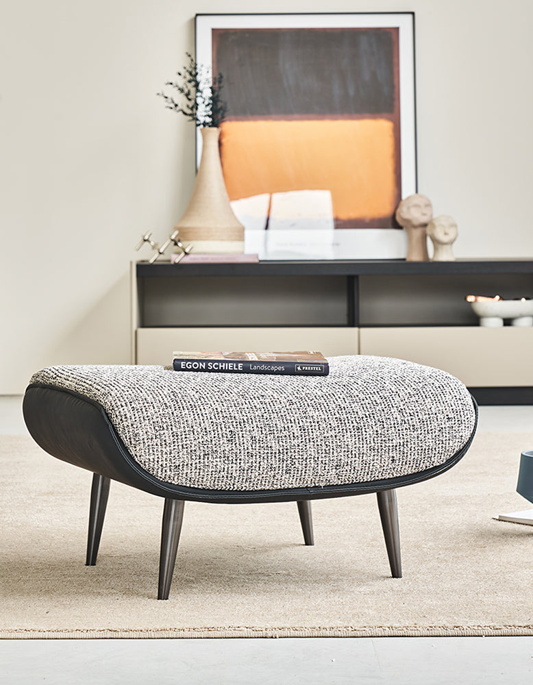 Diakite Armchair With Footstool, Linen & Leather