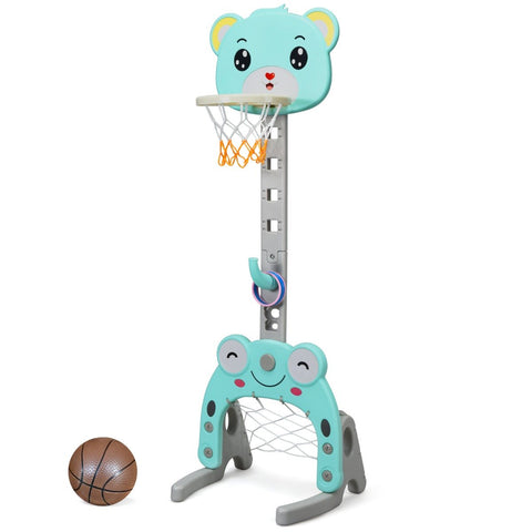 3 IN 1 Kids Basketball Hoop and Stand Set-Green