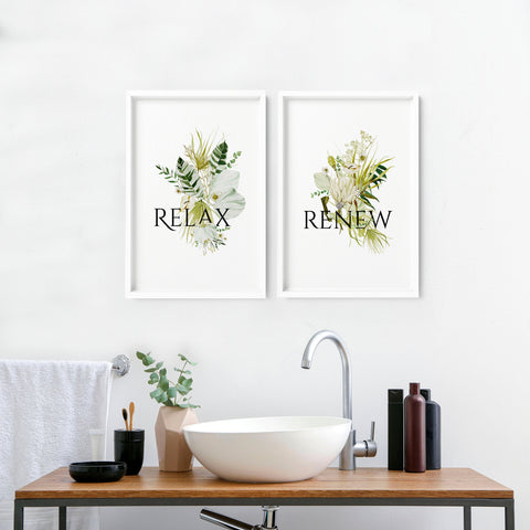 Framed bathroom wall art | Set of 2 unique wall art